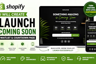 create shopify launch coming soon waitlist countdown email signup page