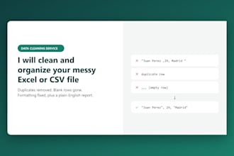 clean and organize your messy excel or CSV data file