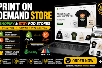 setup print on demand shopify store etsy pod store with printful printify