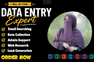 do data entry VA, email searching, data collection and admin support tasks