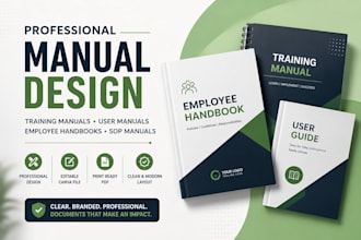 design, edit, professional training manuals, user manuals, employee handbooks