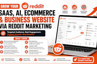 develop scalable saas hub web, ecommece, ai business web via reddit marketing