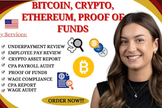 prepare proof of funds reports for bitcoin, ethereum and digital assets