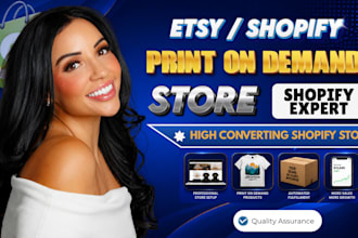 setup shopify print on demand, etsy printful printify print on demand store