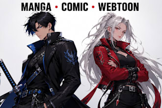 do manga comic book illustration, manga artist, webtoon page