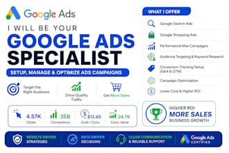 be your google ads specialist, setup and manage gogle ads ppc campaign