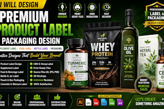 design premium product label,bottle label, supplement label and packaging design