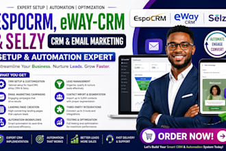 setup espocrm eway CRM selzy email marketing landing page automation