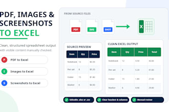convert PDF images and screenshots to excel