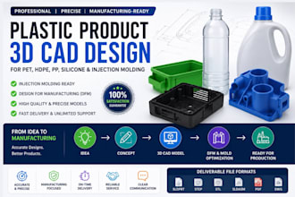 create plastic product 3d cad models for pet, hdpe, pp, silicone, injection mold