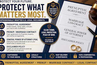 do US prenuptial agreement, general poa, disclaimer policy