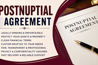 draft postnuptial postnup agreement marriage  agreement assets protection