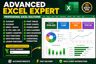 create advanced excel formulas, pivot tables and power query