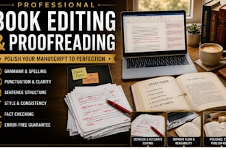 do fantasy book editor, grammar check manuscript editing, and proofreading