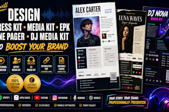 design press kit, media kit, epk one pager dj media kit and boost your brand