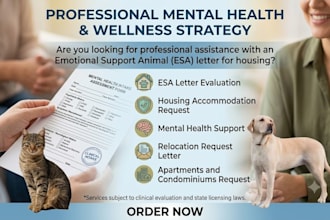 provide professional emotional esa letter animal esa letter mental health letter