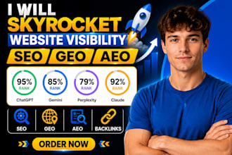 skyrocket website visibility, SEO GEO aeo rank backlinks