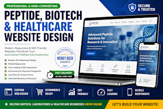 design a high converting peptide, biotech, laboratory and healthcare website