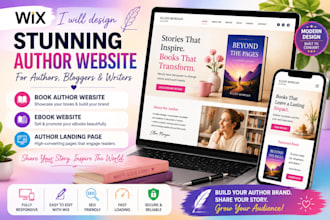 design wix author website book author website ebook website author landing page