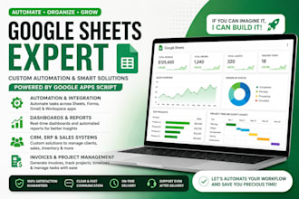 be your google sheets expert for custom and automation spreadsheets