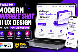 do modern dribbble shot UI UX design for your app or website