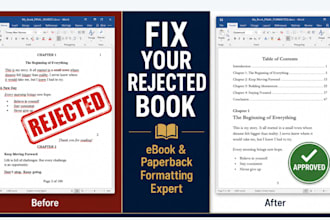 reformat interior rejected, epub, doc and pdf, ebook and paperback formatting