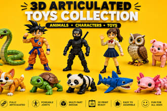 design custom articulated flexi toy, animal toy flexi model toy stl for printing