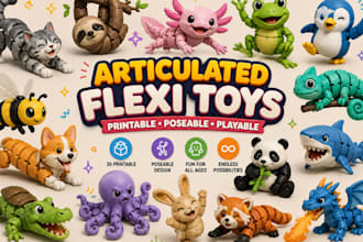 design custom articulated flexi toy, animal toy flexi model toy stl for printing