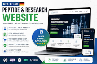 deutsch peptide website research coa online store wordpress woocommerce gdpr seo