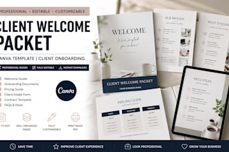 design client welcome packet, canva template, client onboarding, pricing guides