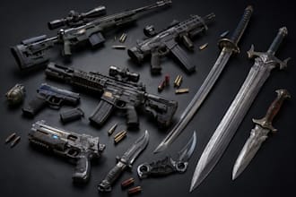 create 3d weapon model game ready hard surface modeling blender zbrush