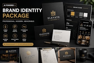 create a modern ai powered brand identity with logo and branding kit