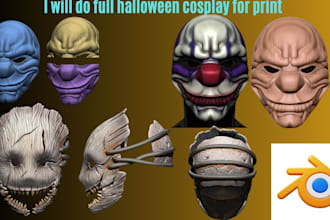 design full halloween cosplay helmet mask horror creature stl model for 3d print