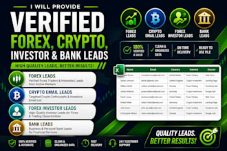 provide verified forex leads, crypto email, forex investor leads, bank leads