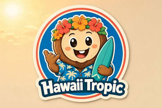 design hawaii tropic sticker colorful mascot logo with my own creative thinking