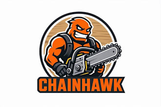 design super beautiful chainsaw mascot logo just for you