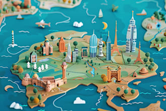 design a vector 2d flat or 3d isometric map