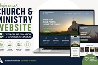 build church ministry website with online donation and squarespace pages design