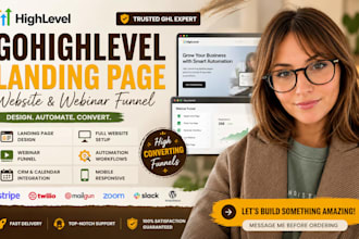 setup gohighlevel landing page ghl website and webinar funnel