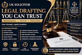 draft legal notices, demand letters, and legal opinions as UK solicitor