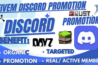 promote minecraft server promotion dayz, rust, fivem, gaming server, discord ad