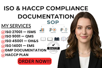 iso 9001, 14001, 45001, 27001, 22000, haccp plan, gmp iaf, certify documentation