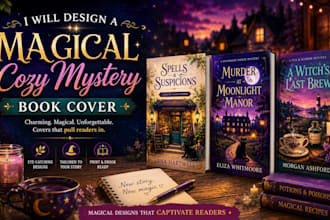 design a magical cozy mystery book cover