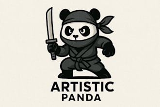 create artistic panda ninja mascot logo in hand drawn for you only 18 hours