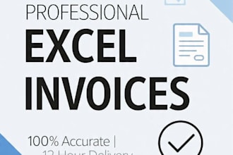 create professional excel invoices , data entry and spreadsheets