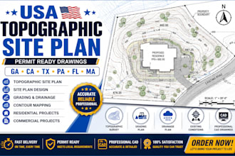 create USA topographic site plan for permit in ga ca tx pa fl ma