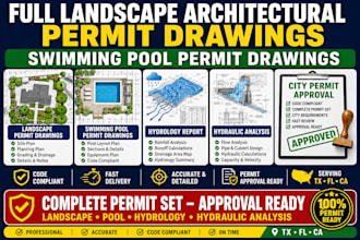 provide pool permit drawings hydrology report and hydraulic analysis ca tx fl ny