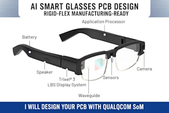 design smart glasses pcb and schematic with ai, camera, audio, qualcomm qcs610