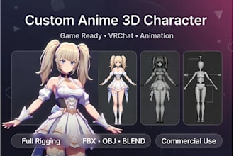 create custom anime 3d character model for games, vrchat and animation