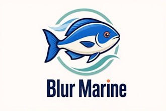 create blur marine fish mascot logo design with fastest delivery